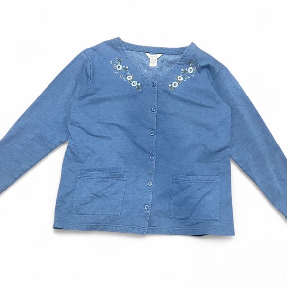 Northern Reflections Sweaters - Northern Reflections Blue Embroidered Floral Cardigan